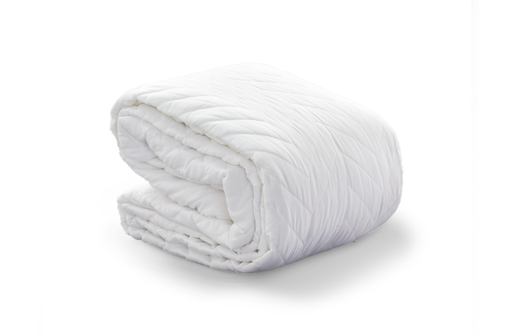 Folded, white, quilted mattress protector
